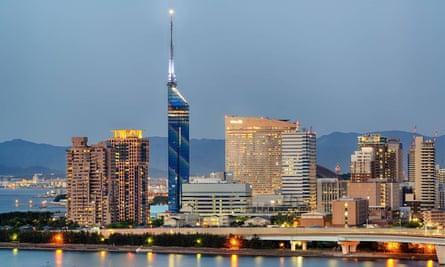 Night view of Fukuoka city and tower