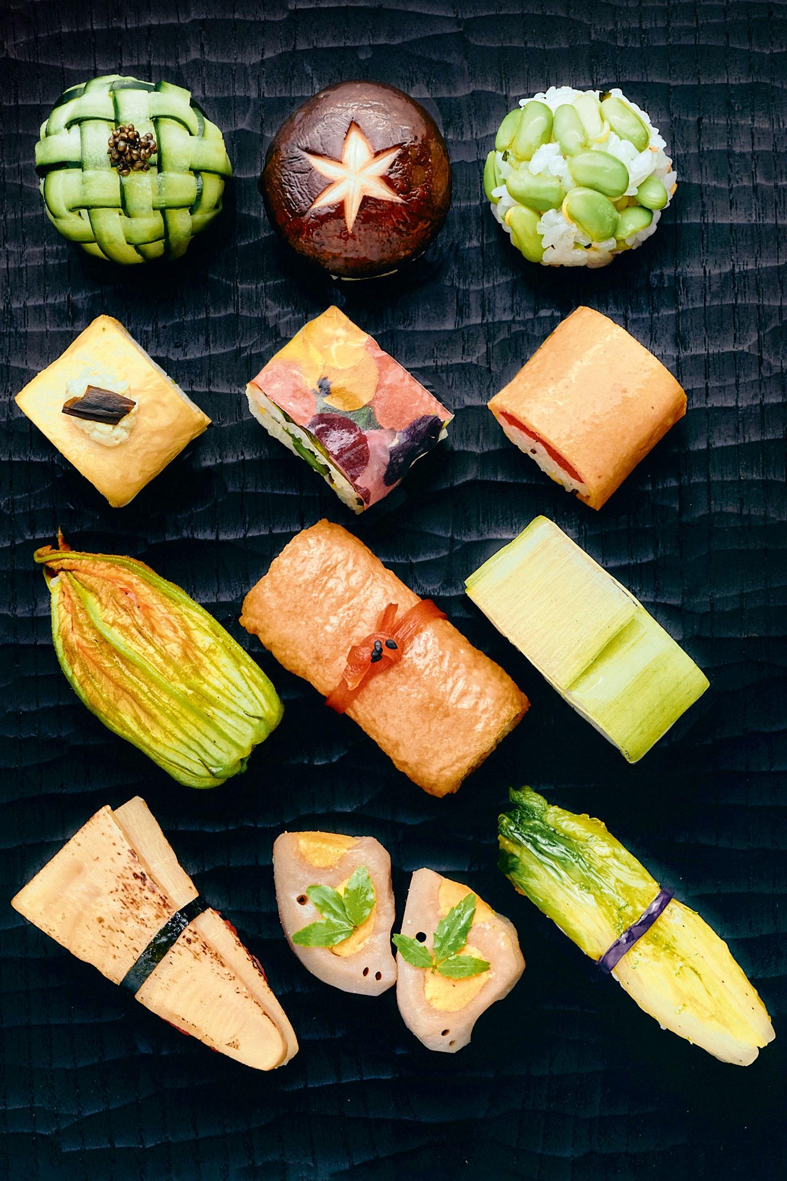 Vegetarian sushi at Minamishima